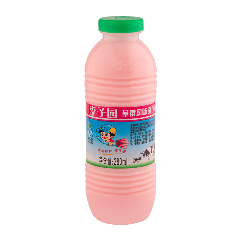 草莓风味乳饮料，单瓶净含量280ml